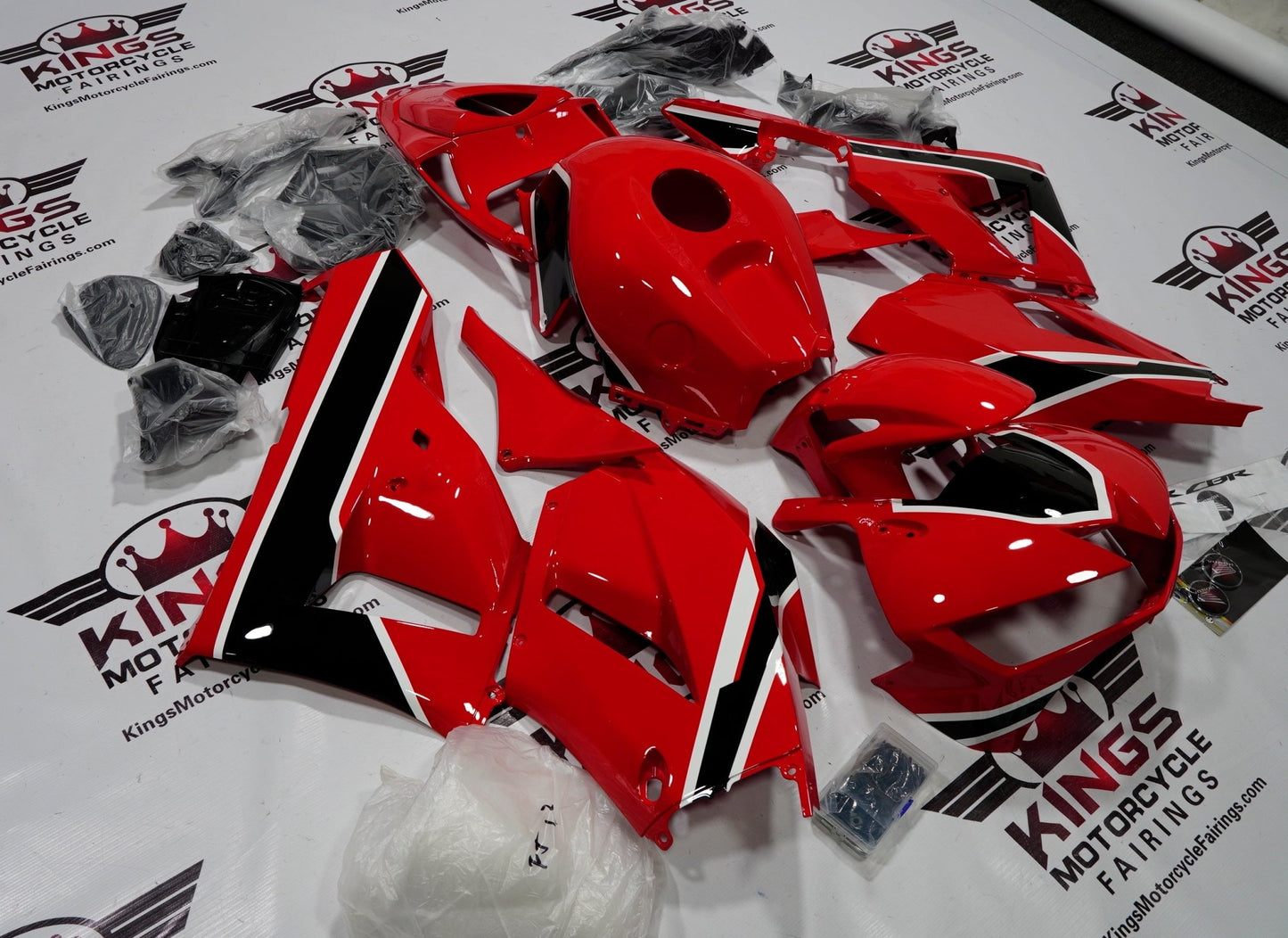 Honda CBR600RR Fairing Set (2013-2023) Red, Black, White at KingsMotorcycleFairings.com