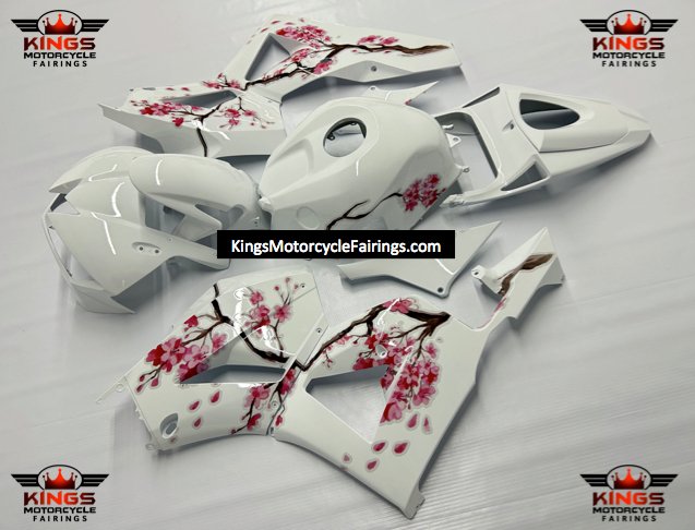 Honda CBR600RR Fairing Set (2013-2023) White, Pink Blossom at KingsMotorcycleFairings.com