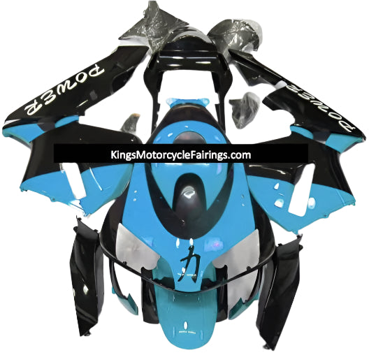 Honda CBR600RR Fairings (2003-2004) Light Blue, Black Power at KingsMotorcycleFairings.com