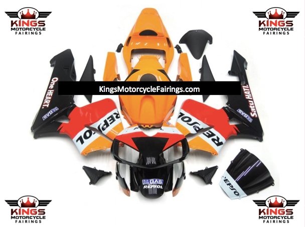 Honda CBR600RR Fairings (2003-2004) Orange Repsol SatuHATI OneHEART at KingsMotorcycleFairings.com