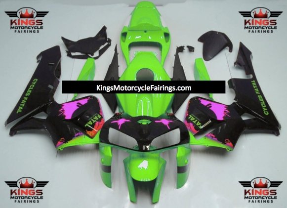 Honda CBR600RR Fairings (2005-2006) Black, Green, Pink Splatter at KingsMotorcycleFairings.com