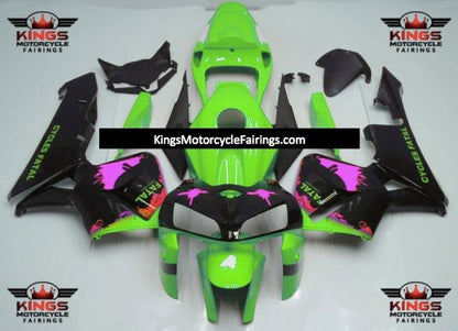 Honda CBR600RR Fairings (2005-2006) Black, Green, Pink Splatter at KingsMotorcycleFairings.com