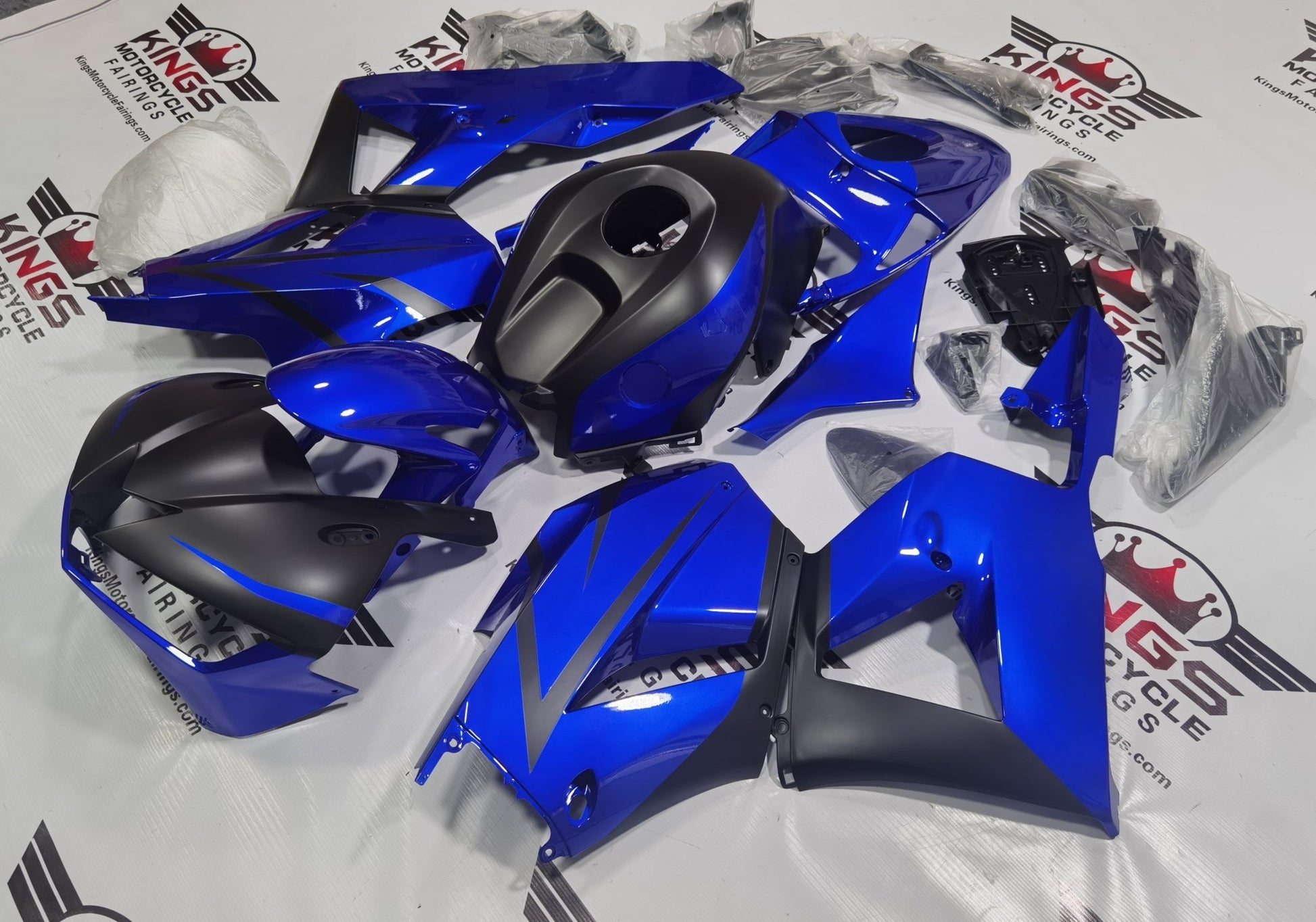 Honda CBR600RR Fairings (2013-2023) Blue, Matte Black at KingsMotorcycleFairings.com