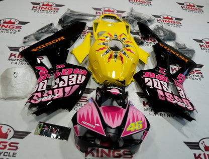 Honda CBR600RR Fairings (2013-2023) Light Pink, Black, Yellow Rossi at KingsMotorcycleFairings.com