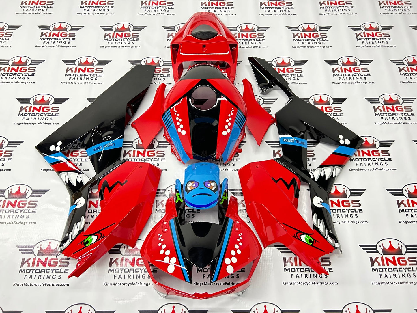 Honda CBR600RR Fairings (2013-2023) Red, Black, Blue Creature at KingsMotorcycleFairings.com