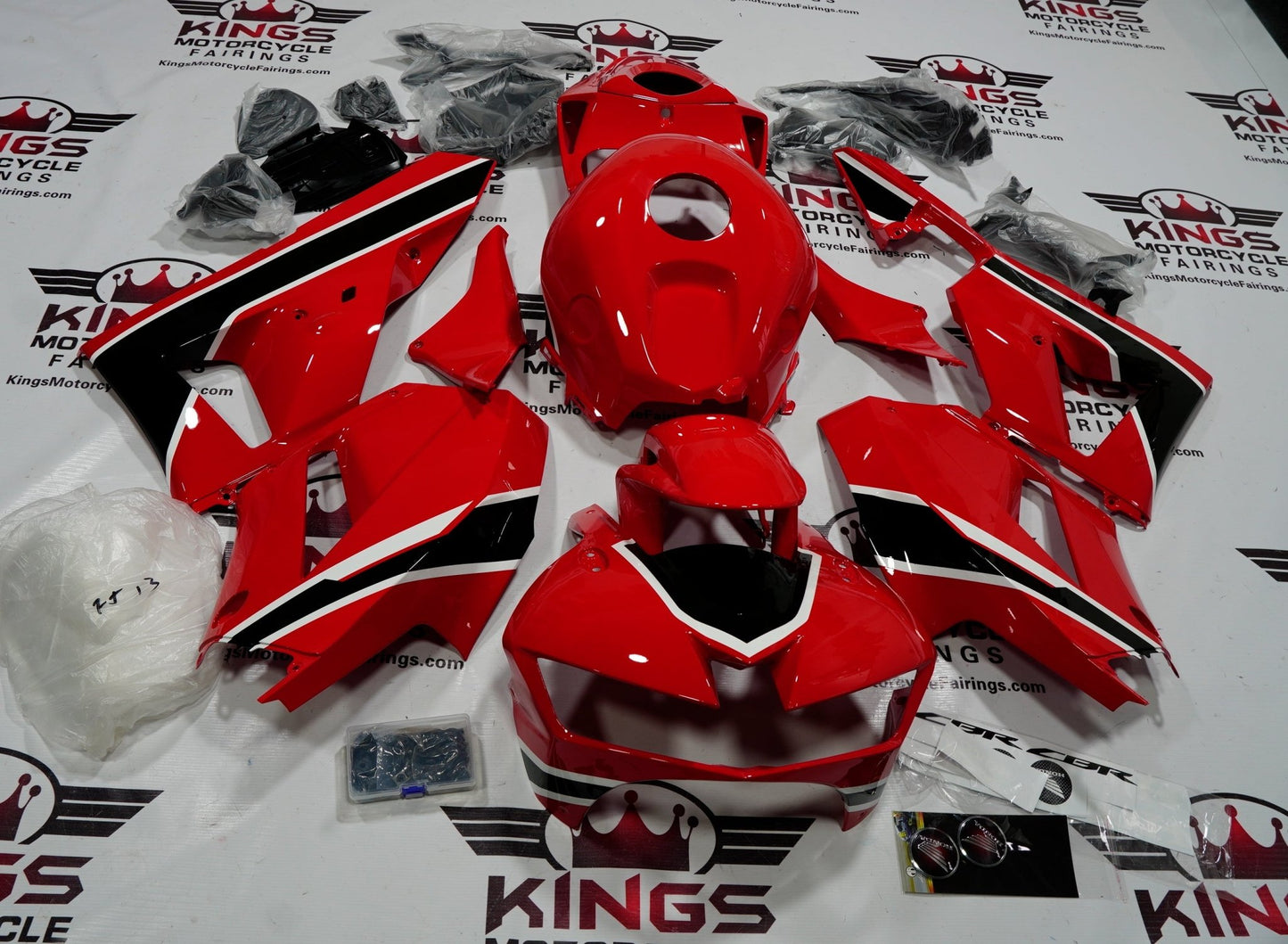 Honda CBR600RR Fairings (2013-2023) Red, Black, White at KingsMotorcycleFairings.com