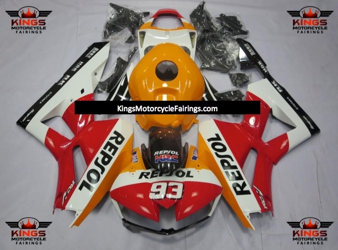 Honda CBR600RR Fairings (2013-2023) Red, White, Orange Repsol 93 at KingsMotorcycleFairings.com