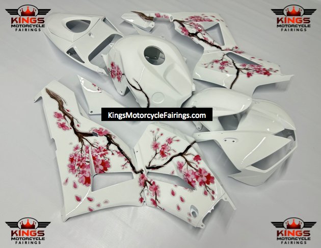 Honda CBR600RR Fairings (2013-2023) White, Pink Blossom at KingsMotorcycleFairings.com