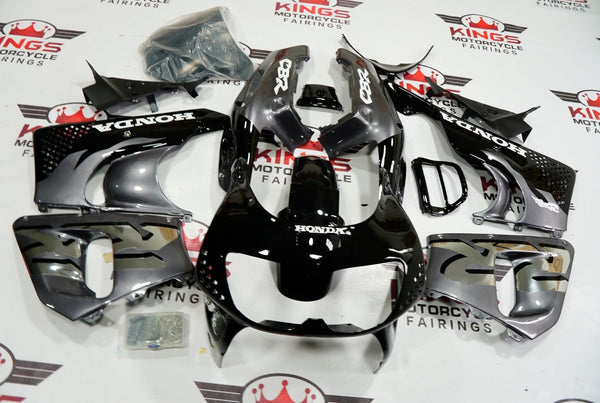 Honda CBR900RR Fairings (1996-1997) Black, Silver at KingsMotorcycleFairings.com
