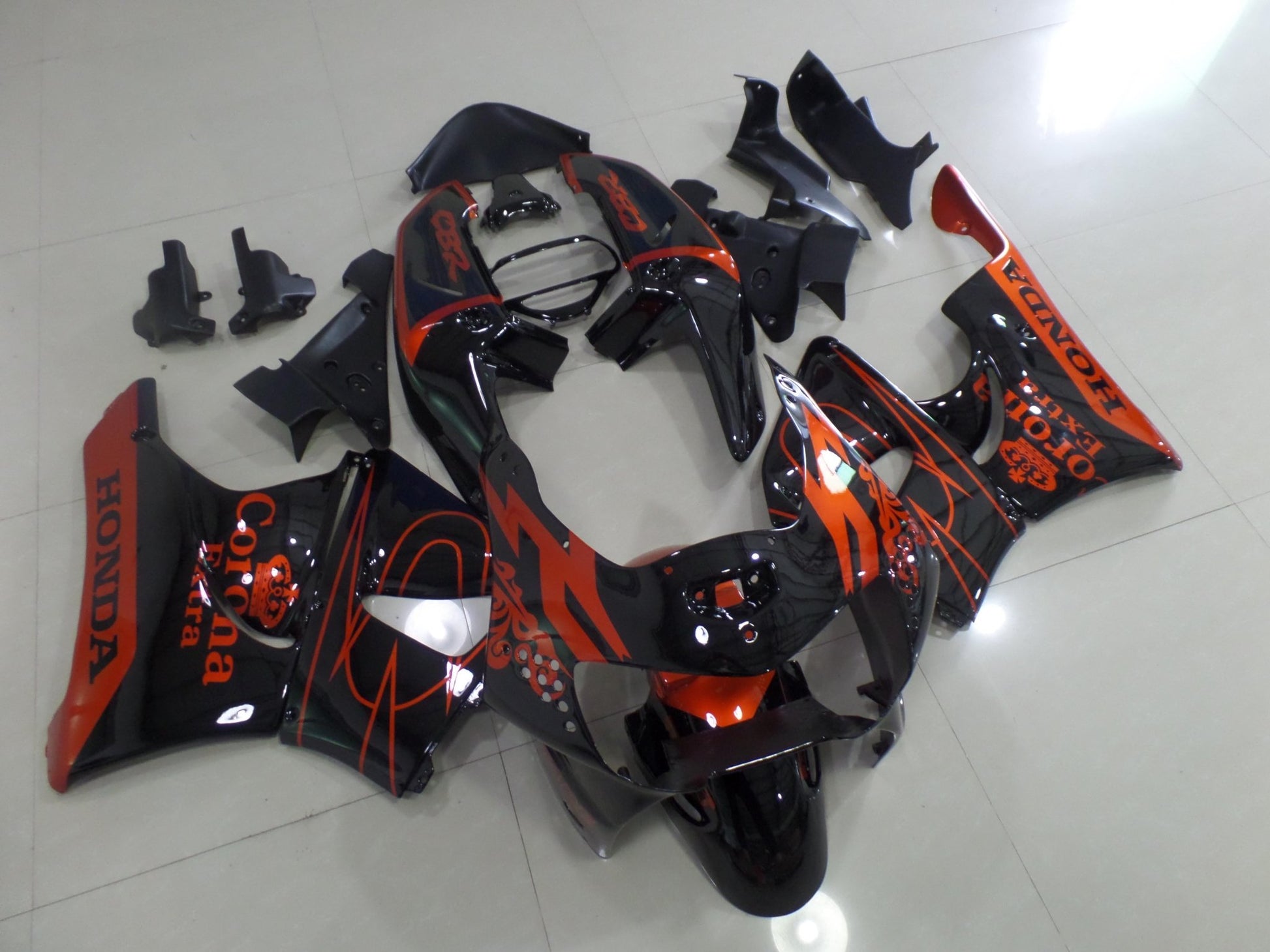 Honda CBR900RR Fairings (1998-1999) Black, Orange Corona at KingsMotorcycleFairings.com