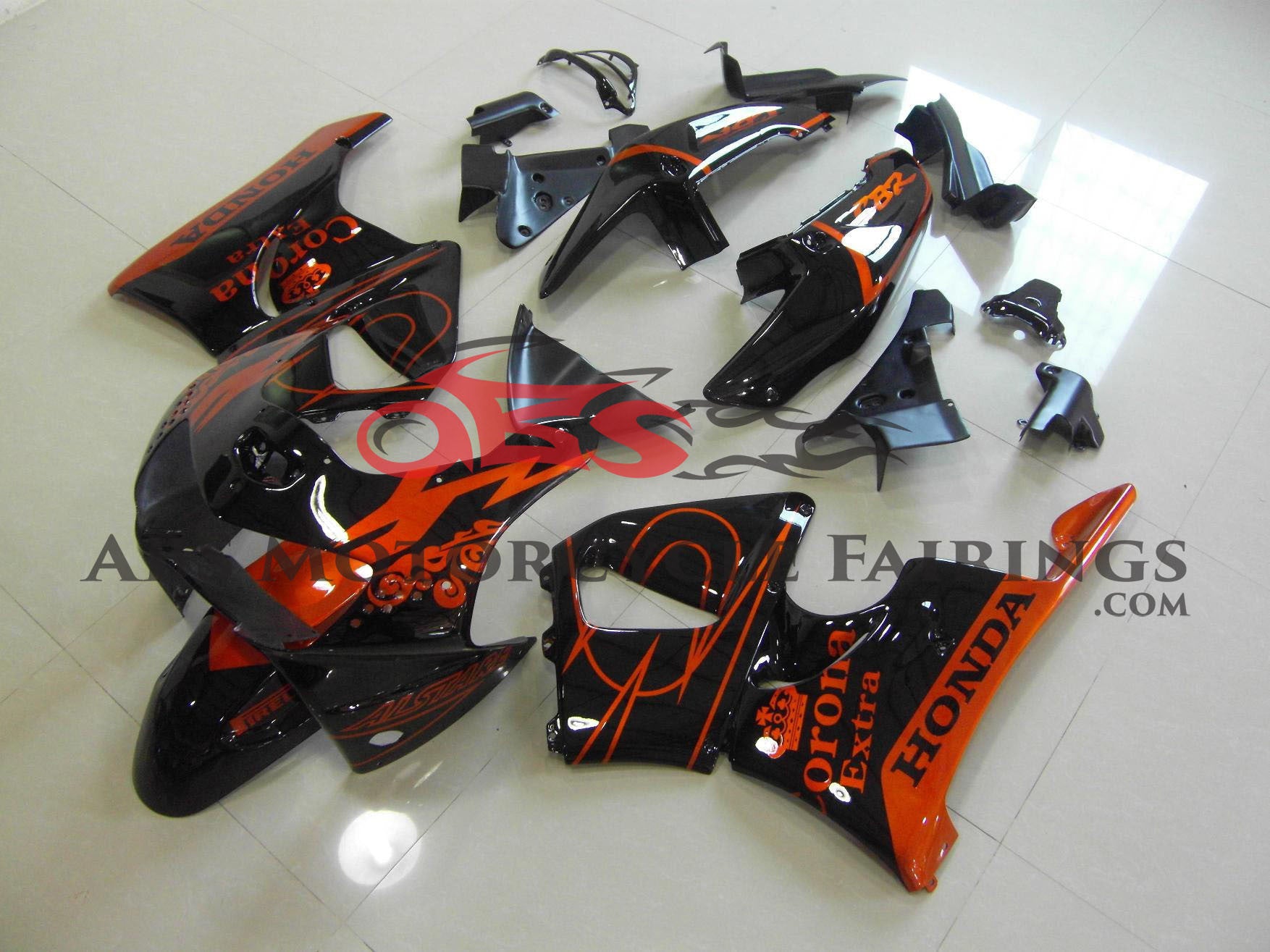 Honda CBR900RR Fairings (1998-1999) Black, Orange Corona from KingsMotorcycleFairings.com