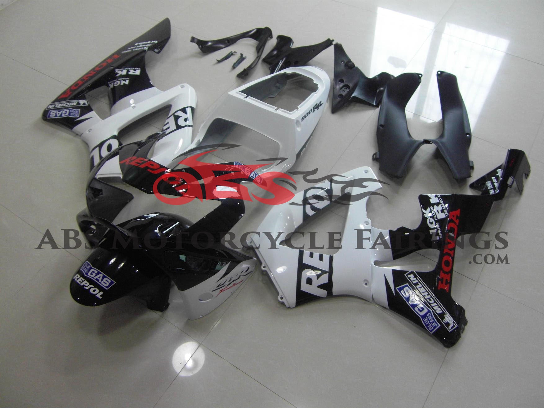 Honda CBR900RR Fairings (2000-2001) Black, White Repsol at KingsMotorcycleFairings.com
