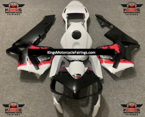 Honda CBR 600RR Fairings (2003-2004) White, Black, Red Splatter at KingsMotorcycleFairings.com