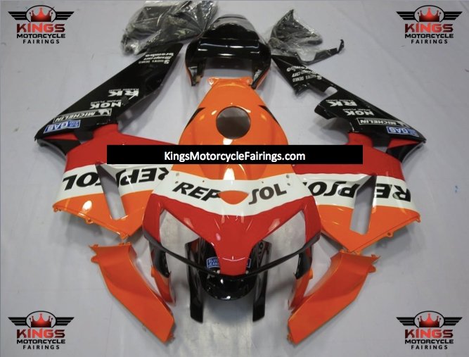 Honda CBR 600RR Fairings (2005-2006) Orange, Red, Black, White Repsol at KingsMotorcycleFairings.com