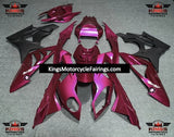 Hot Pink and Matte Black Fairing Kit for a 2009, 2010, 2011, 2012, 2013 and 2014 BMW S1000RR motorcycle