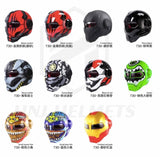 Matte Black, Red & White Skeleton Iron Man Motorcycle Helmet