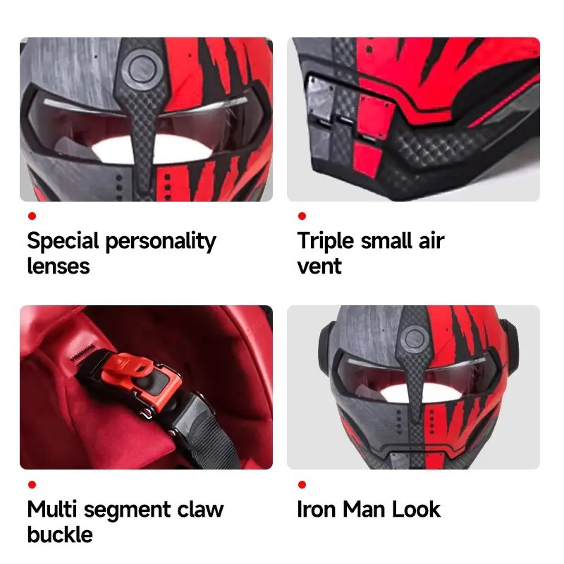 Matte Black and Red Claw Scratch Iron Man Full Face Motorcycle Helmet is brought to you by KingsMotorcycleFairings.com