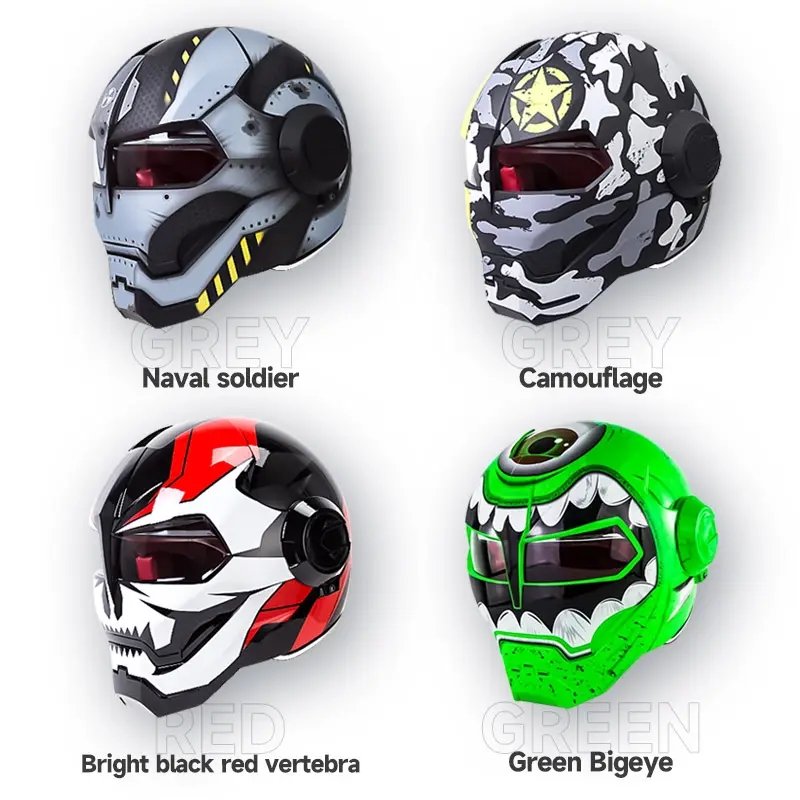 Motorcycle Helmet | Red, Gold Iron Man