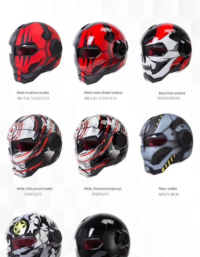 Iron Man Motorcycle Helmet | Silver, Black Robot