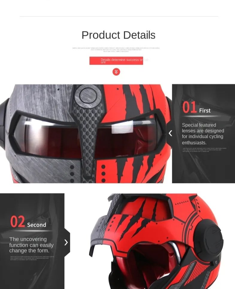 Iron Man Motorcycle Helmet | Silver, Black Robot