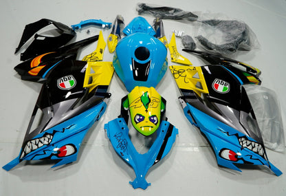 KAWASAKI NINJA 300 Fairing set (2013-2024) Blue, Black, Yellow Shark at KingsMotorcycleFairings.com