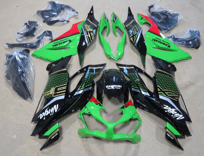 Green, Black, Gold and Red Fairing Kit for a 2019, 2020, 2021, 2022 & 2023 Kawasaki Ninja ZX-6R 636 motorcycle - KingsMotorcycleFairings.com