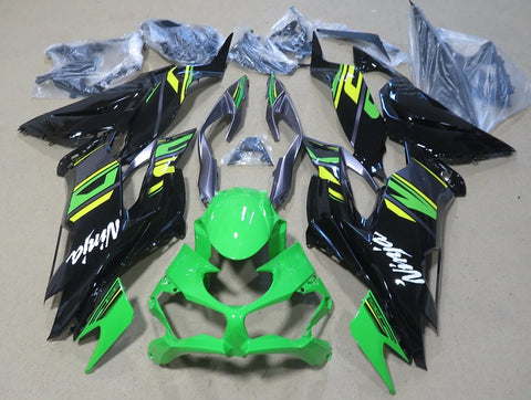 Green, Black and Yellow Fairing Kit for a 2019, 2020, 2021, 2022 & 2023 Kawasaki Ninja ZX-6R 636 motorcycle - KingsMotorcycleFairings.com
