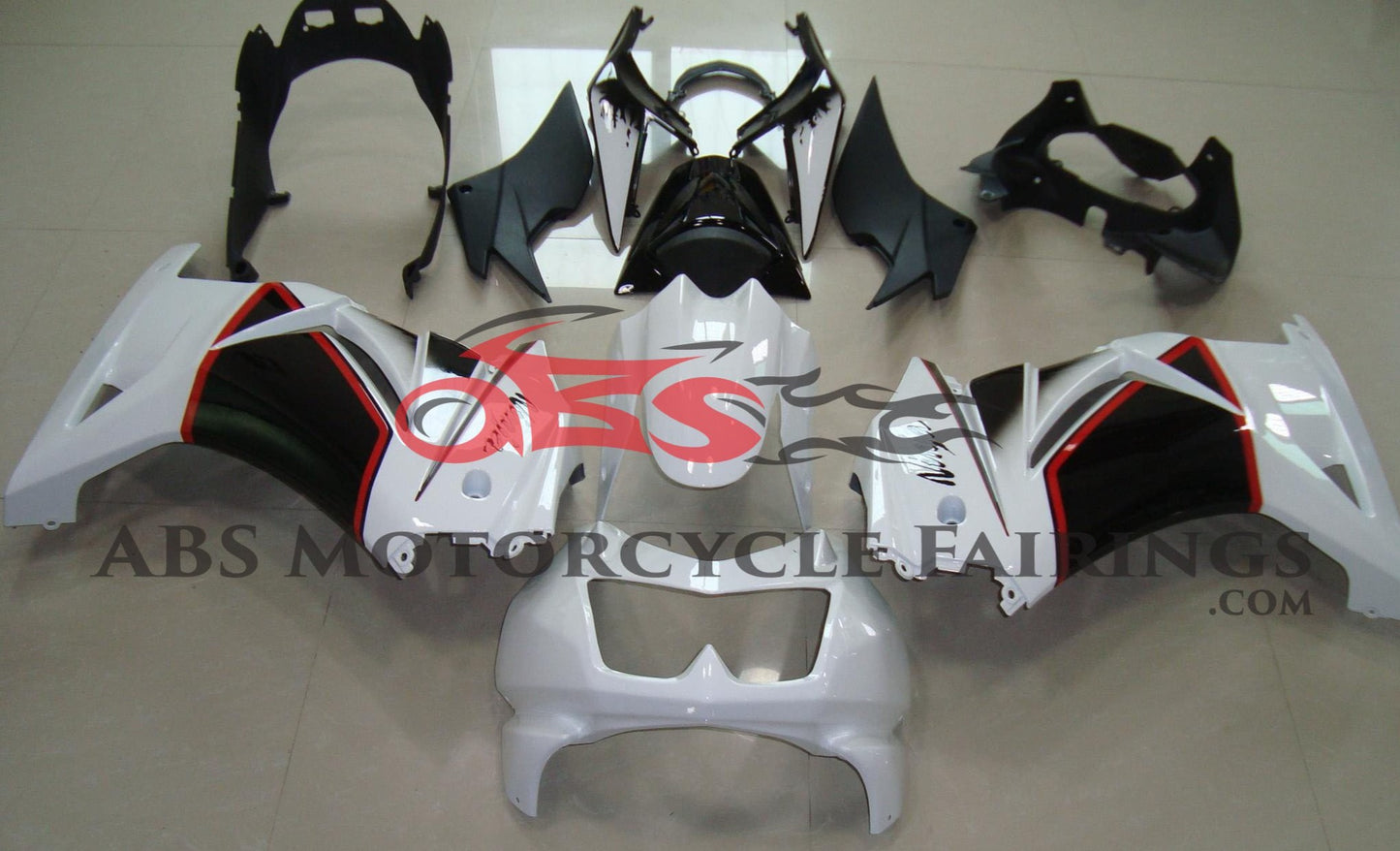 Kawasaki Ninja 250R Fairings (2008-2013) White, Black, Red at KingsMotorcycleFairings.com