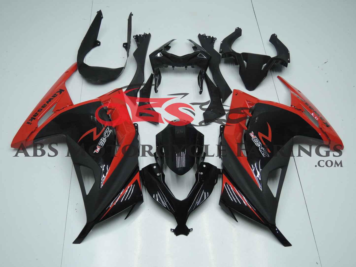 Kawasaki Ninja 300 Fairings (2013-2024) Black, Red from KingsMotorcycleFairings.com