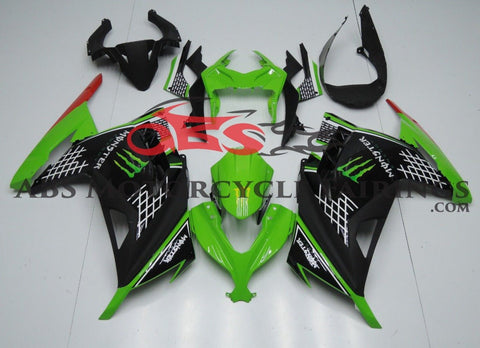 Kawasaki Ninja 300 Fairings (2013-2024) Green, Black Monster at KingsMotorcycleFairings.com