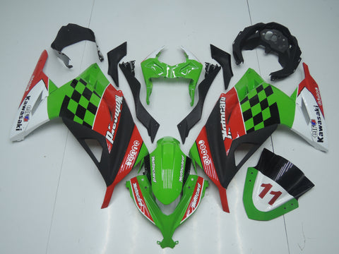 Kawasaki Ninja 300 Fairings (2013-2024) Green, Red, Black, White Motocard at KingsMotorcycleFairings.com