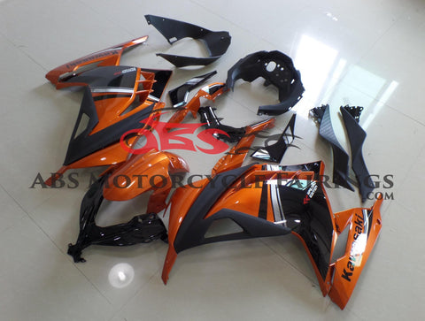 Kawasaki Ninja 300 Fairings (2013-2024) Orange, Black at KingsMotorcycleFairings.com