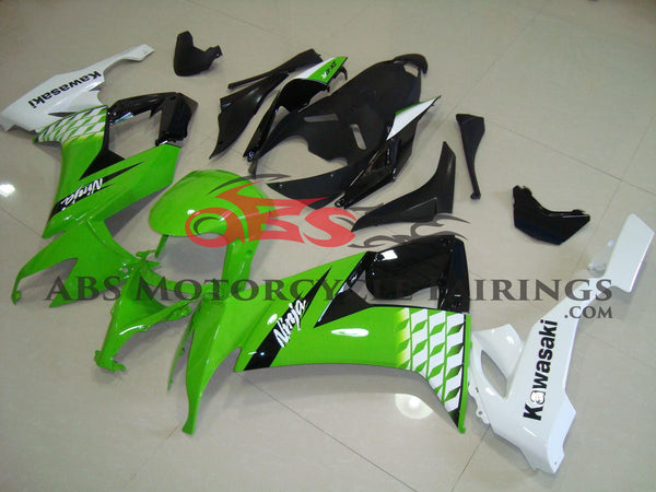 Kawasaki Ninja ZX10R Fairings (2008-2010) Green, White, Black at KingsMotorcycleFairings.com