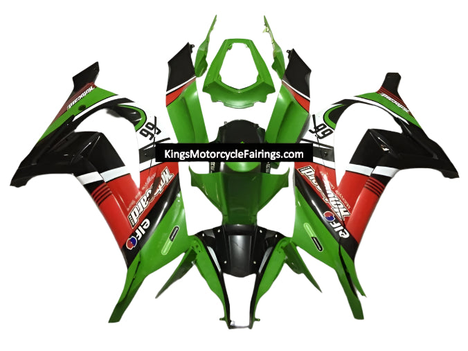 Kawasaki Ninja ZX10R Fairings (2011-2015) Green, Black, Red, White 66 at KingsMotorcycleFairings.com