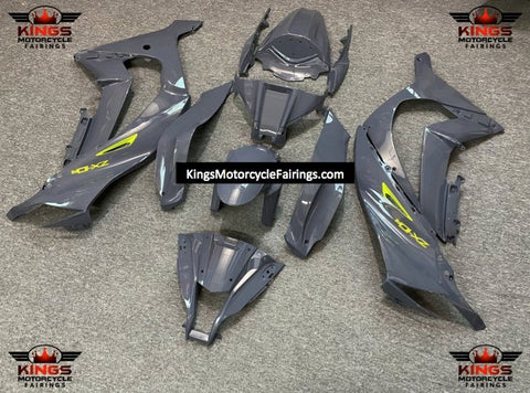 Kawasaki Ninja ZX10R Fairings (2011-2015) Nardo Gray, Yellow Accent at KingsMotorcycleFairings.com