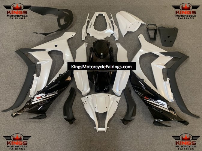 Kawasaki Ninja ZX10R Fairings (2011-2015) Pearl White, Black at KingsMotorcycleFairings.com