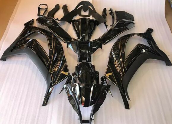 Kawasaki Ninja ZX10R Fairings (2016-2020) Black, Gold from KingsMotorcycleFairings.com