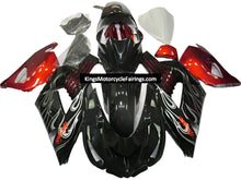 Kawasaki Ninja ZX14R Fairings (2006-2011) Black, Red, Silver Flames at KingsMotorcycleFairings.com