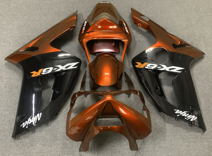 Kawasaki Ninja ZX6R 636 Fairings (2003-2004) Candy Orange, Black, White at KingsMotorcycleFairings.com