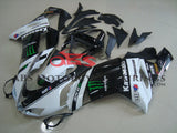 Kawasaki Ninja ZX6R Fairings (2007-2008) White, Black Monster Energy at KingsMotorcycleFairings.com