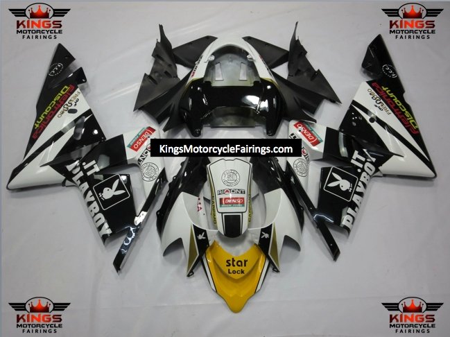 Kawasaki ZX-10R Fairing Set (2004-2005) Black, White Playboy at KingsMotorcycleFairings.com