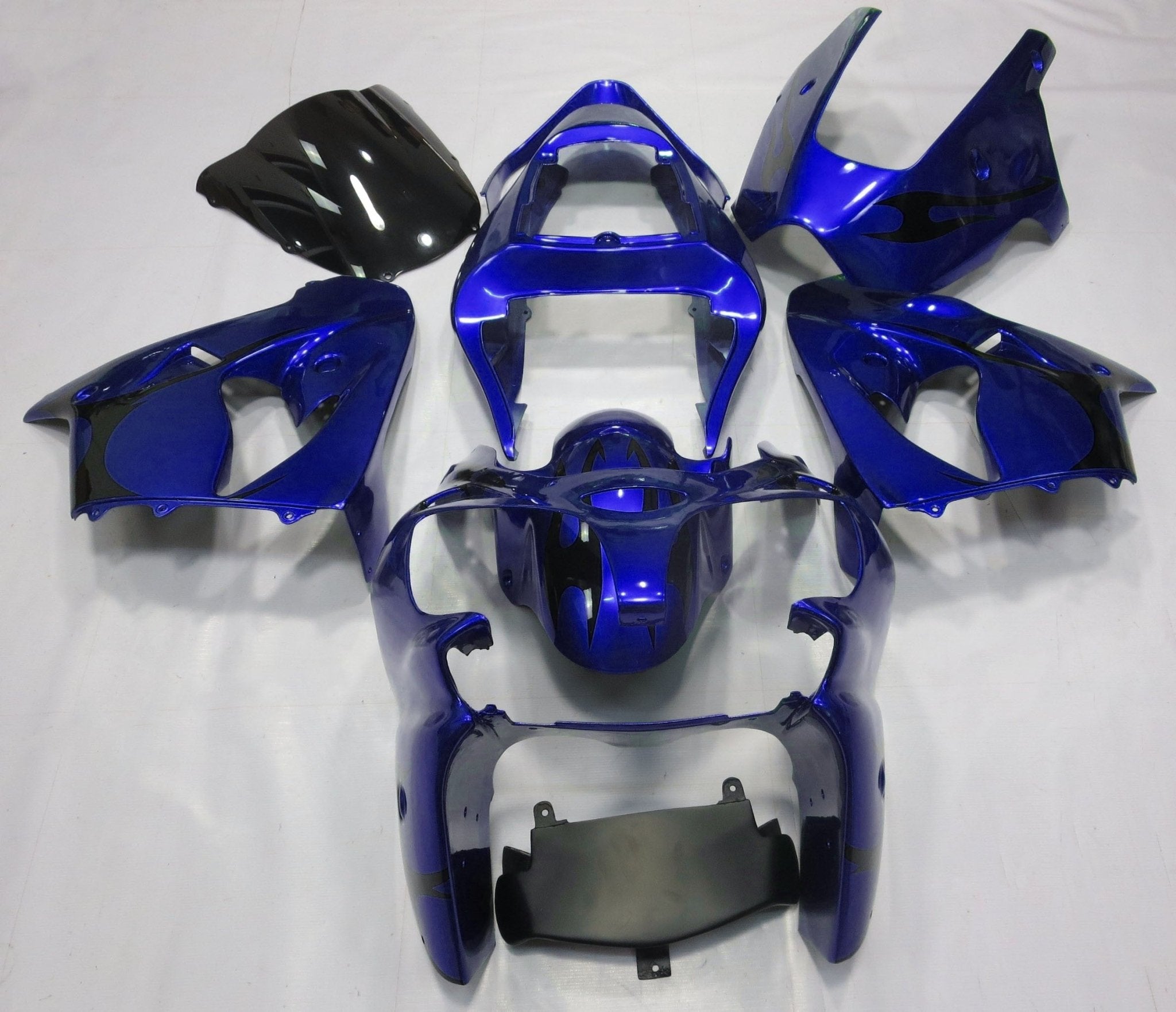 Kawasaki ZX-6R 636 Fairings (2000-2002) Blue, Black Tribal at KingsMotorcycleFairings.com