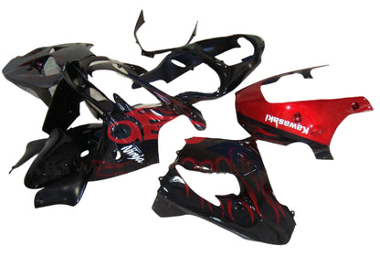 Kawasaki ZX-9R Fairings (2002-2003) Black, Candy Apple Red Flames at KingsMotorcycleFairings.com