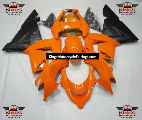 Kawasaki ZX10R Fairings (2004-2005) Orange, Matte Black at KingsMotorcycleFairings.com