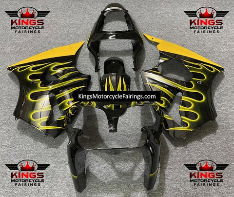 Kawasaki ZX6R 636 Fairings (2000-2002) Black, Yellow Flames at KingsMotorcycleFairings.com