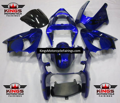 Kawasaki ZX6R 636 Fairings (2000-2002) Blue, Black Tribal at KingsMotorcycleFairings.com