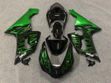 Kawasaki ZX6R 636 Fairings (2005-2006) Black, Green Flames at KingsMotorcycleFairings.com