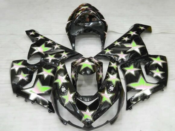 Kawasaki ZX6R 636 Fairings (2005-2006) Black, Green Star at KingsMotorcycleFairings.com