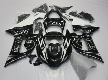 Kawasaki ZX6R 636 Fairings (2005-2006) Black, White Corona Tribal at KingsMotorcycleFairings.com
