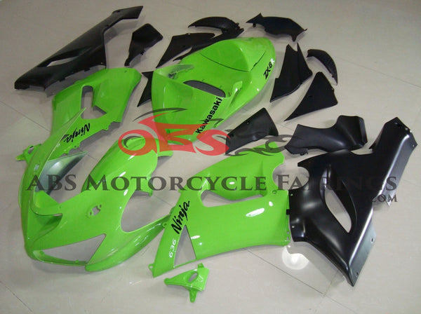 Kawasaki ZX6R 636 Fairings (2005-2006) Green, Black at KingsMotorcycleFairings.com